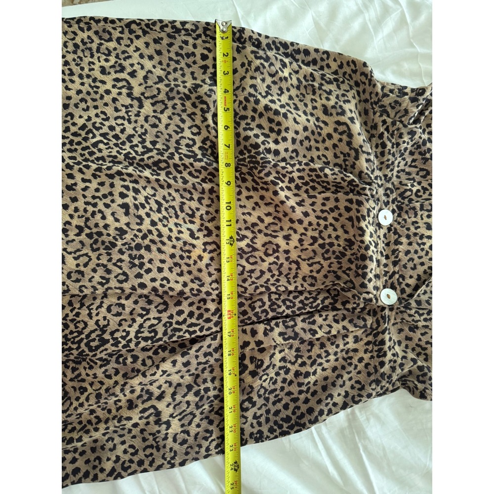 Vintage Robbie Bee 100% Silk Leopard Print Midi Dress Brown Tan Wrap Size 14 - Picture 7 of 7